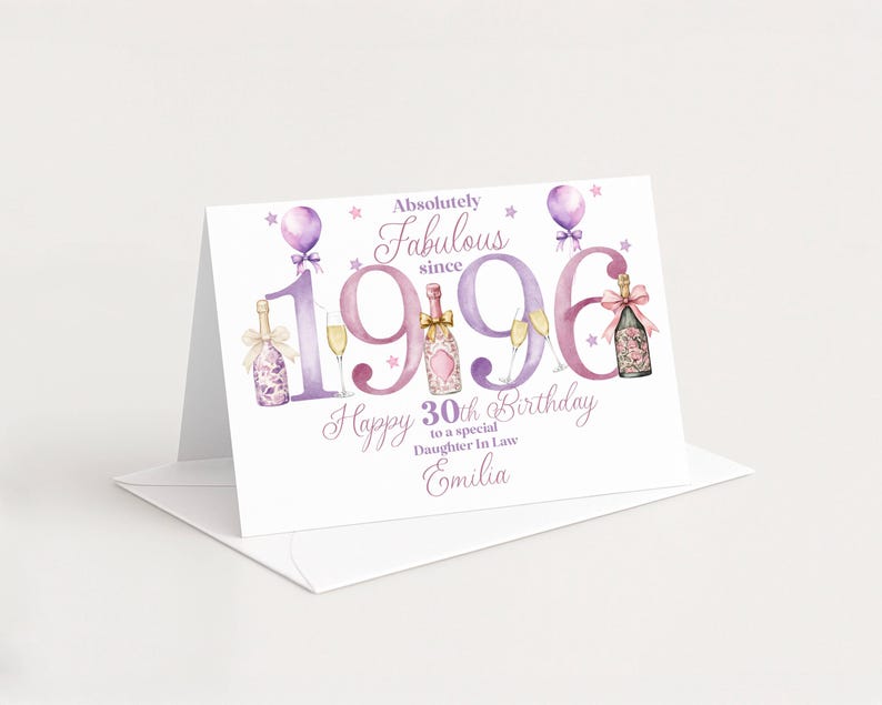 1996 30th Birthday Card for her, Personalised, Daughter Niece Best Friend Sister In Law Wife, 30 Thirty, Fabulous image 6
