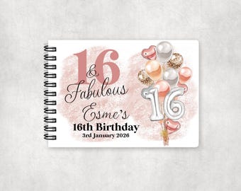 Personalised 16th Birthday Guest Book – Sweet 16 Hardback Memory Book & Keepsake Photo Album Gift