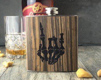 Rock and Roll Flask, Skeleton wood flask