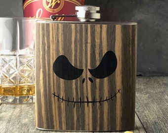 Nightmare Before Christmas Flask, Tim Burton Wood gift flask