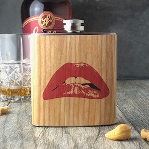 Rocky Horror Picture Show flask, wood gift flask