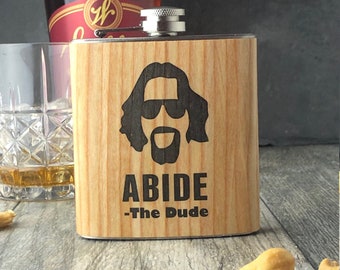 THE BIG LEBOWSKI flask, The Dude wood gift flask