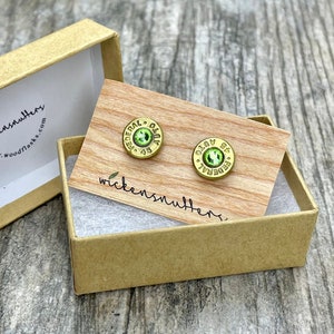Bullet Stud earrings- 45 Caliber - Swarovski crystal birthstone earrings