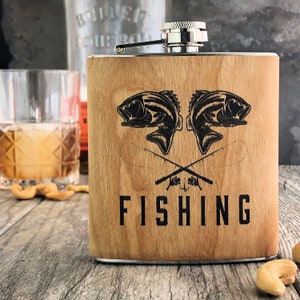 Wooden fishing flask. Maple wood flask, Gift idea for father