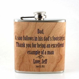 Father of the Groom gift hip flask, Wood flask, personalized flask