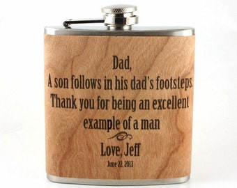 Father of the Groom gift hip flask, Wood flask, personalized flask