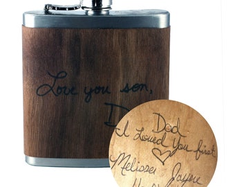 Keepsake (memorial) real wood Flask- Your personal handwritten message