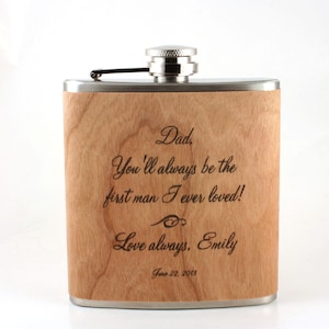 Father of the Bride gift - Wooden flask