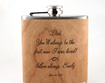 Father of the Bride gift - Wooden flask