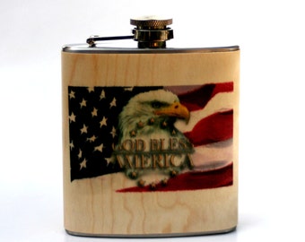 USA wood flask American Eagle flask
