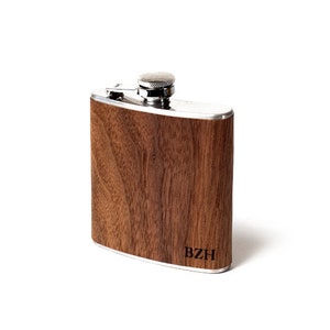 Personalized wooden flask.