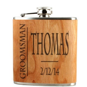 Real wood flask, groomsmen gift ideas