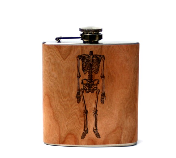 skeleton flask anatomy gift med student doctor dr. wood Etsy
