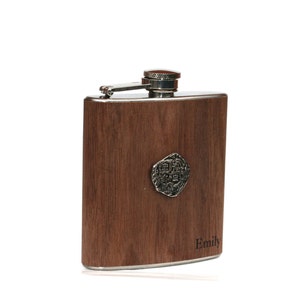 Atocha coin flask, Personalized on wood image 1