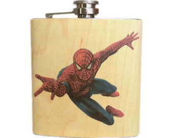 Spider-Man flask on real wood - Comics