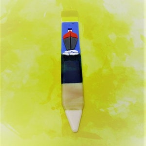 Ship Shape Fused Glass Garden or Planter Stake