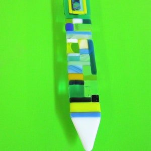 Green Garden Door Fused Glass Stake