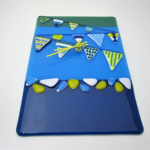 Beach Banners Fused Glass Clock