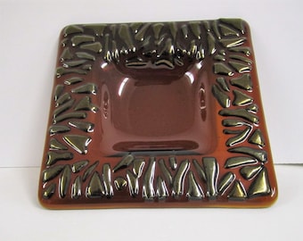 Tame the Tiger Amber Fused Glass Dish