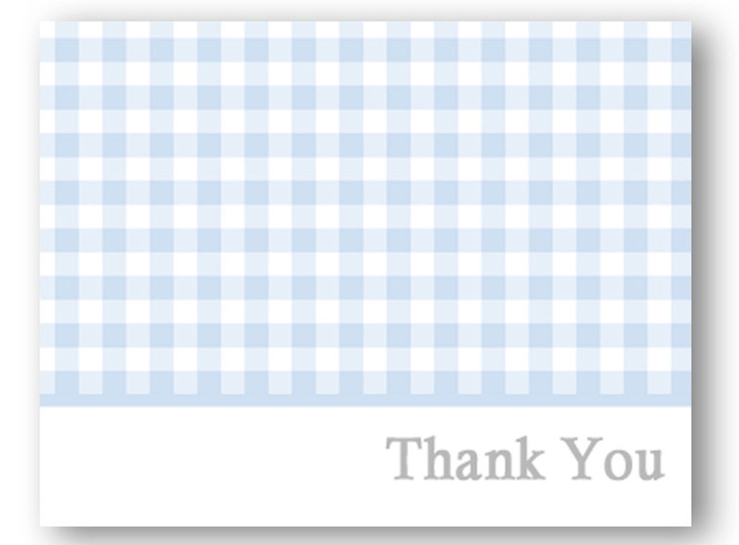 INSTANT DOWNLOAD Light Blue Gingham Thank You Note A2 Folded Note Card
