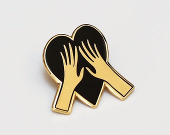 Hands Together Enamel Pin - Love Heart Enamel Lapel Pin - Friendship Enamel Pin - Enamel pins - gift for her - Fashion enamel pin