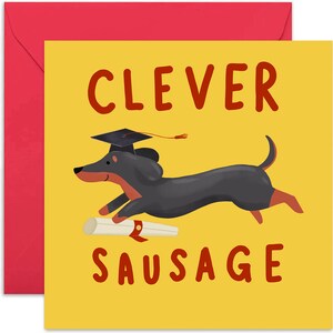 Clever Sausage Card - Good News Card - Celebration Card - Graduation Card - Well Done Card - Congratulations Card - Achievement Card