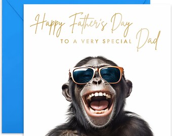 To A Very Special Dad Card - Card For Dad - Funny Fathers Day Card - For Dad - Card For Family - Happy Fathers Day - Joke Card - Chimp Card