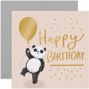Happy Birthday Panda Card - Fun Birthday Card - Panda Greeting Card For Her - Panda Birthday Card - Happy Birthday Card - Cute Birthday Card