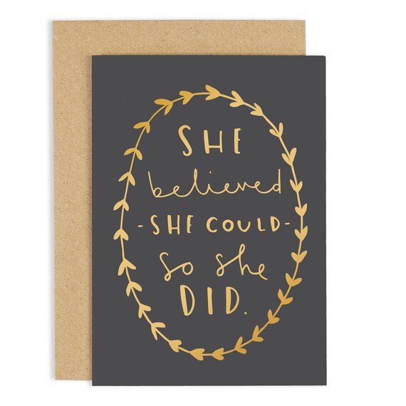 She Believed She Could Quote She Believed She Could Card Grußkarte Girl Quote Card | Etsy