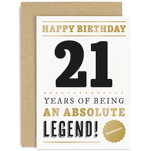 21 Years Legend Card - 21st Birthday Card for Him - 21st Birthday Card - Funny 21st Birthday Card - Joke 21st Birthday - 21st Birthday
