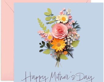 Happy Mothers Day Bouquet Card - Mothers Day Card - Fun Card for Her - Cute Card - Floral Card For Mum - Mothers Day - Flower Card