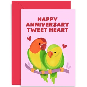 Happy Anniversary Tweet Heart Card - Anniversary Card - Love Card - Valentine&#39;s Day Card - Funny Love Card - Joke Card - For Him - For Her