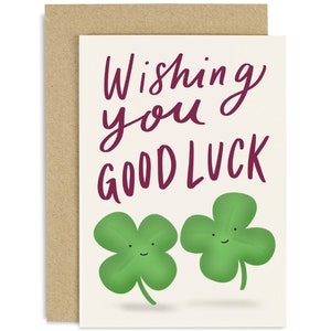 Wishing You Good Luck Card - Leaving Card  - New Job Card - Travelling Card - You&#39;re Leaving Card - Good Luck Card - Well Done - Clover Card