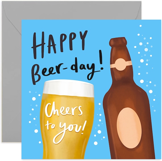 GIGGLE GREETINGS Tarjeta De Cumpleaños Para Hombres Y Mujeres. Divertida Tarjeta De Cumpleaños De Cerveza Para él O Ella, Tarjeta De Cumpleaños Humorística De Cerveza Para Hombres O Mujeres Con Sobre
