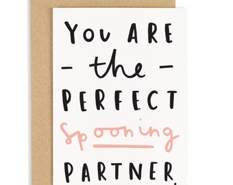 Perfect Spooning Partner Valentine&#39;s Card - Spooning Card - Anniversary Card - CC32