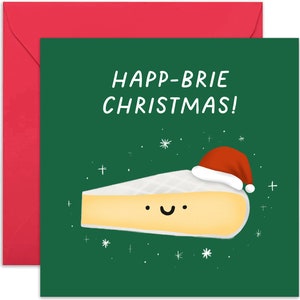 Happ-Brie Christmas Card - Christmas Card - Holiday Card - Merry Christmas Card - Xmas Card - Seasonal Card  - Christmas - Cheese Card