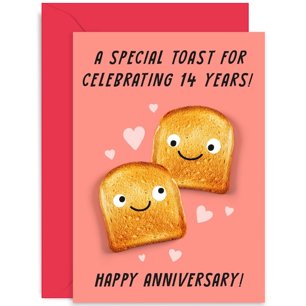 A Special Toast 14 Year Anniversary Card - 14th Anniversary Card - Anniversary Card - Funny Anniversary Card - Wedding Anniversary Card