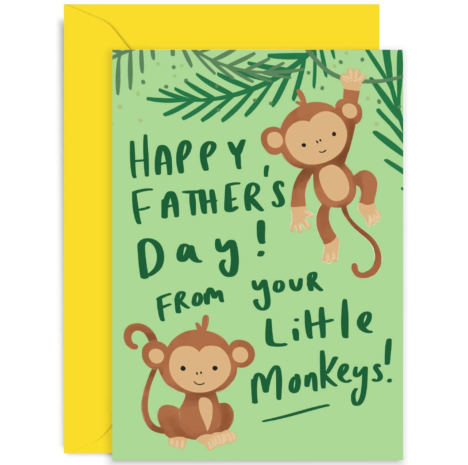 Old English Co. Little Monkeys Tarjeta De Cumpleaños Para Papá Mamá – Tarjeta Divertida Para Papá Mamá Cumpleaños De Papá O Hija | Interior En Blanco Con Sobre