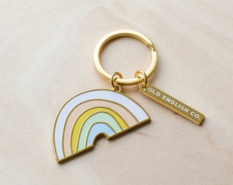 Rainbow Keyring - Colourful Keyring - Gold Keyring - House Keyring - Fun Keyring - Gift For Her - Gold Keychain - Housewarming New Home Gift