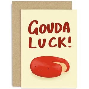 Gouda Luck Card - Leaving Card  - New Job Card - Travelling Card - You&#39;re Leaving Card - Good Luck Card - Well Done - Cheese Card - Funny