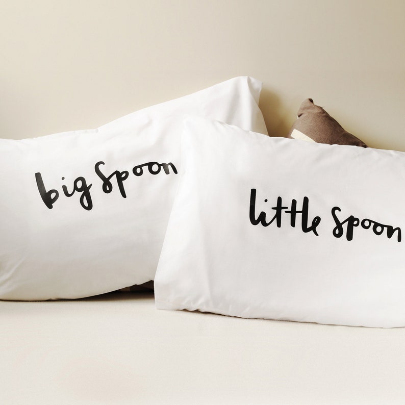 Spooning Pillow case set 2 pillow covers big spoon little spoon Gift for girlfriend, boyfriend, husband, wife Romantic PC03 image 2