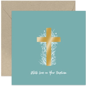 Baptism Teal Cross Card - Baptism Card - Cute Baptism Card - Card for Baptism - Baptism Card for Family - Religious Card