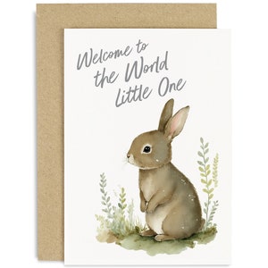 Welcome To The World Rabbit Card - Congratulations Card - New Baby Card - Baby Shower Card - Baby Card - Card For New Parents - Cute Card