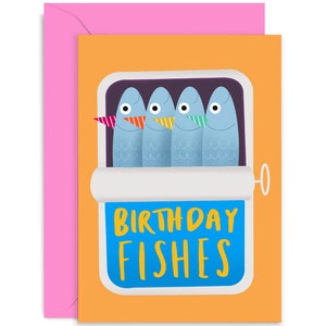 Birthday Fishes Card - Birthday Card - Funny Birthday Card - Fish Birthday Card - Joke Birthday Card - Colourful Birthday Card - Birthday
