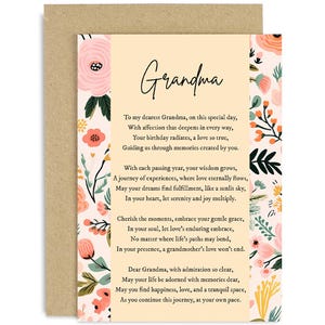Floral Grandma Birthday Card - Birthday Card for Grandma - Birthday Card for Her - Cute Birthday Card - Family Card - Flowers