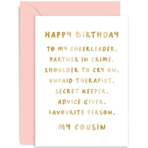 Cousin, My Partner In Crime Birthday Card - Birthday Card for Cousin - Cute Birthday Card - Cousin Birthday Card - List about My Cousin