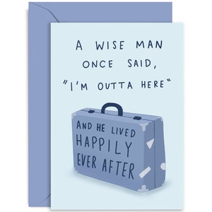 I&#39;m Outta Here Blue Suitcase Card - Leaving Card  - New Job Card - Travelling Card - You&#39;re Leaving Card - Good Luck Card - Well Done