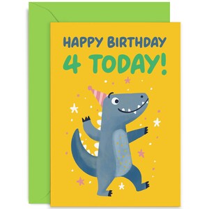4 Today Dinosaur Card - Kids Birthday Card  - Birthday Card - 4th Birthday Card - Dinosaur Birthday Card - Dinosaur Card