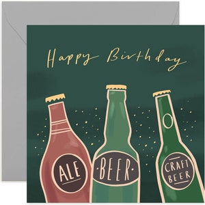 Happy Birthday Beer Card - Fun Birthday Card for Him - Funny Happy Birthday Greeting Card for Friends or Family - Birthday Card for Him