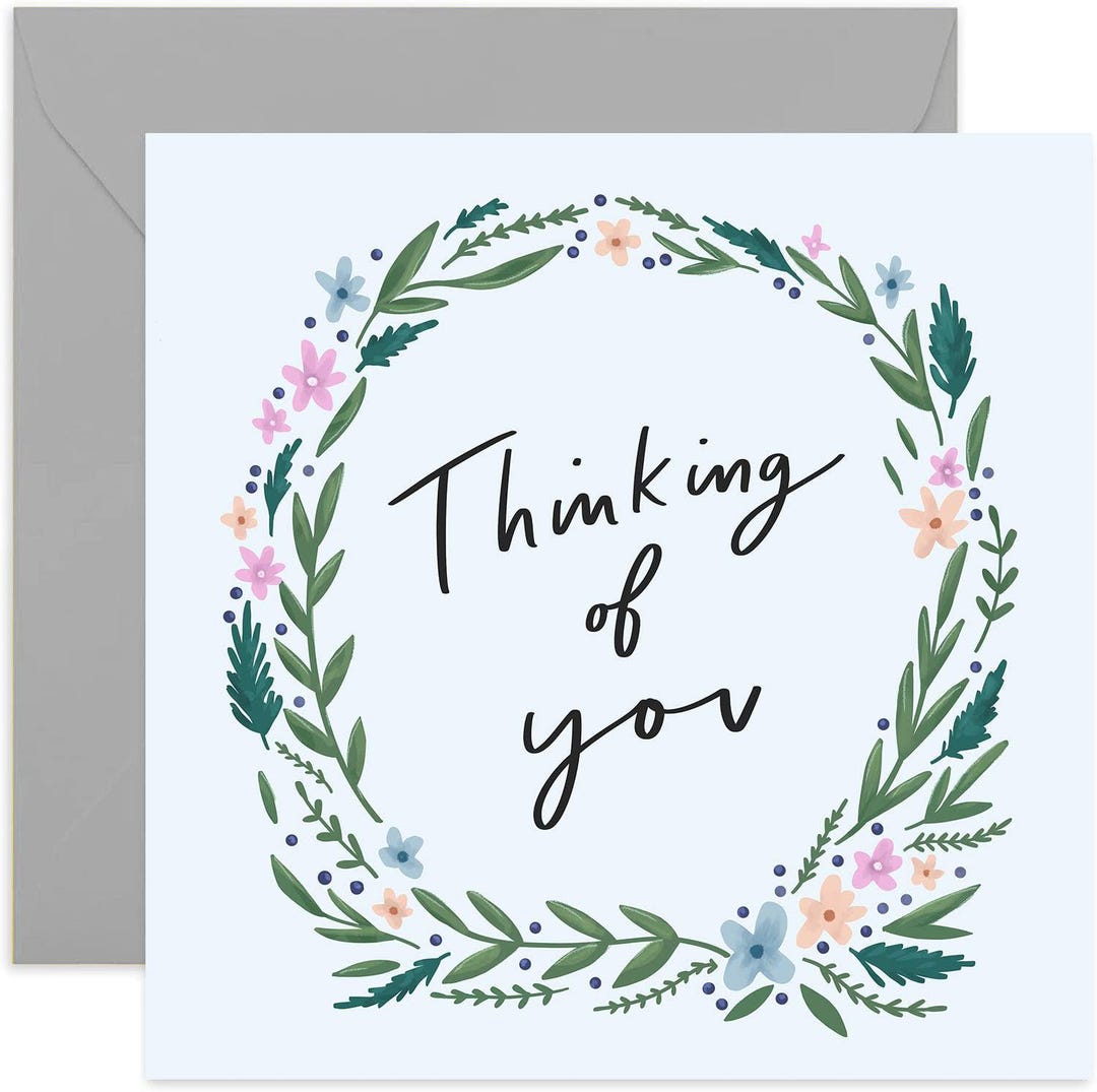 Thinking of You Card: Floral Wreath Sympathy Card - Etsy